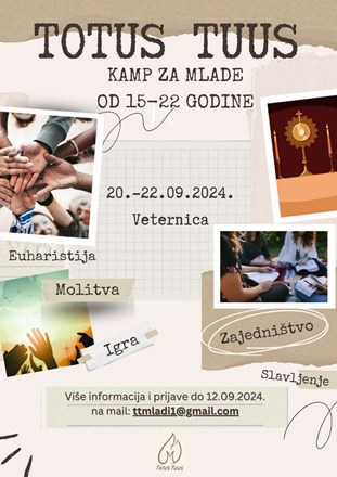 Totus Tuus kamp za mlade na Veternici - Prijave do 12. rujna